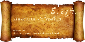 Siskovits Árpád névjegykártya